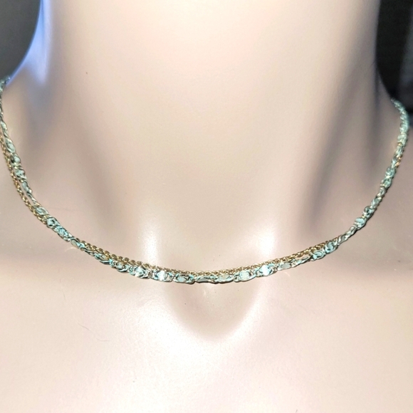 Avon Jewelry - Avon Vintage Mint and gold double chain necklace